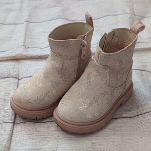 Cat & Jack Floral Kids Boots - Pink and Cream